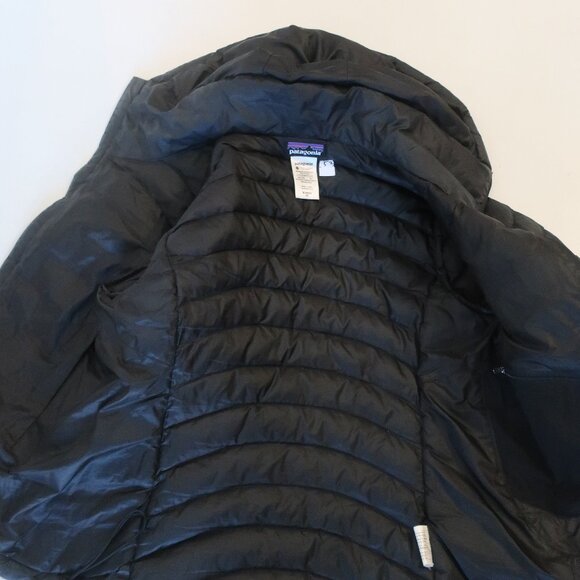 Womens Patagonia Black Hooded Goose Down Puffer Jacket Size XS - Picture 13 of 13